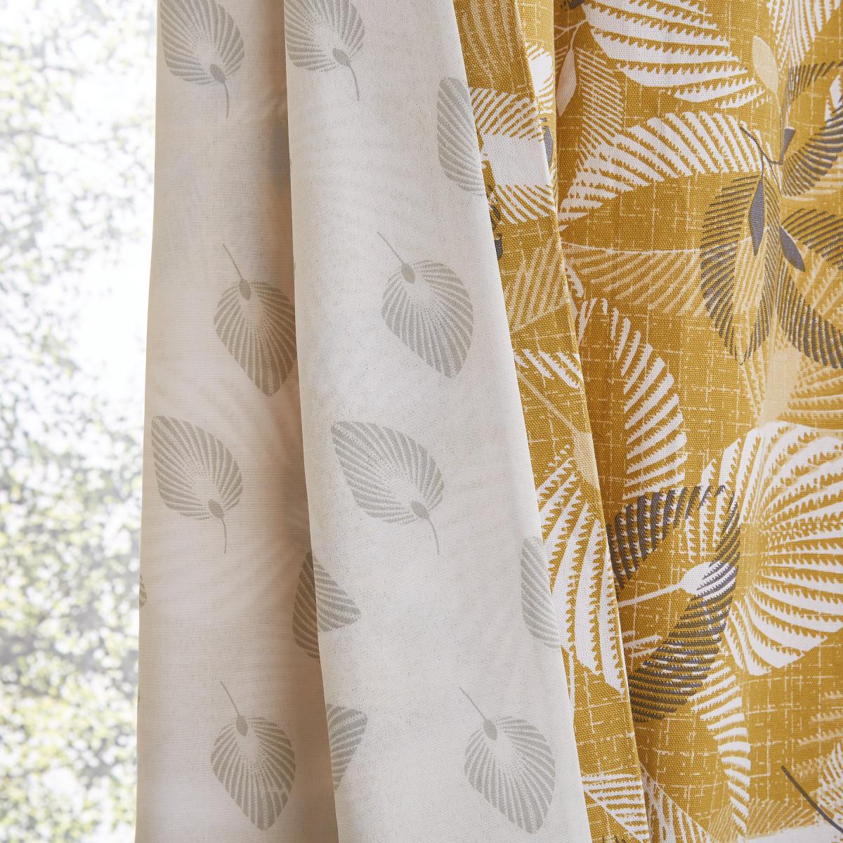 Catherine Lansfield Abbotsley Leaf Ochre Eyelet Curtains Ochre – image 4