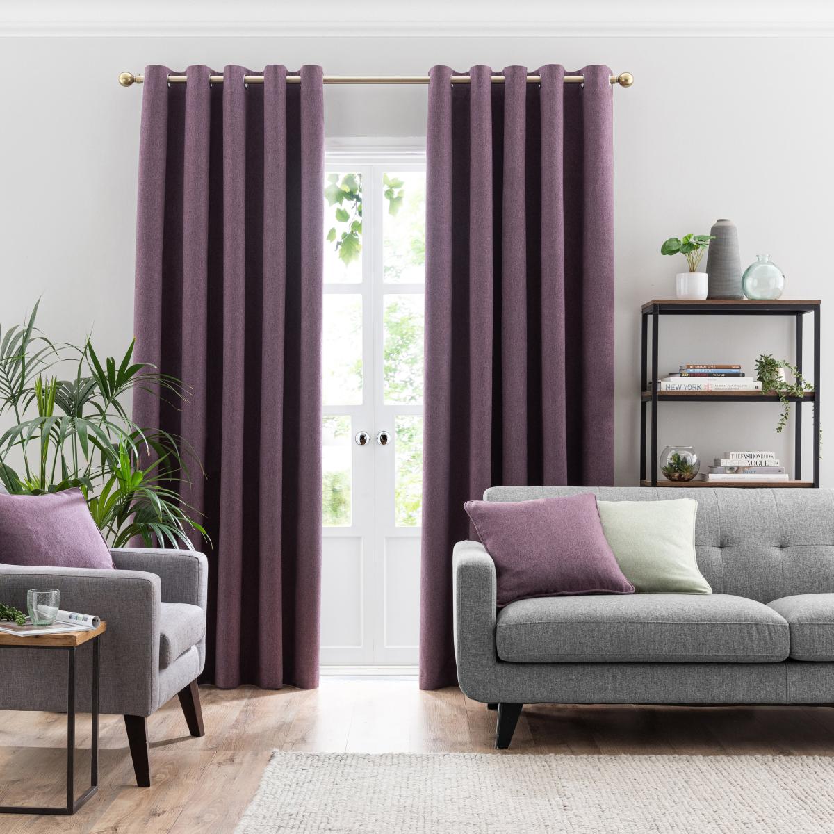 Luna Brushed Thistle Blackout Eyelet Curtains Thistle – image 2