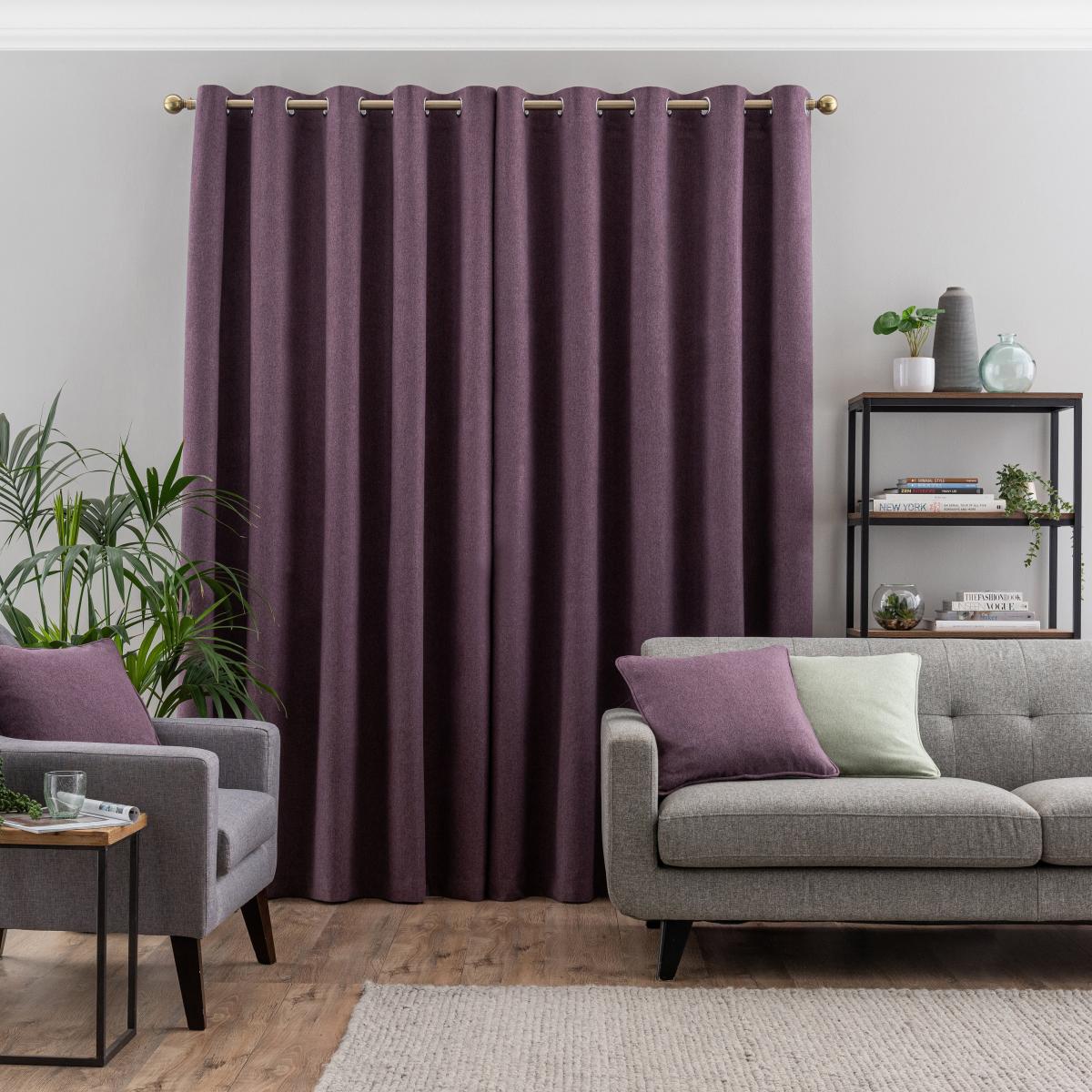 Luna Brushed Thistle Blackout Eyelet Curtains Thistle – image 4