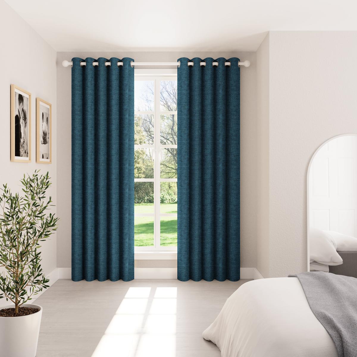 Dawson Peacock Thermal Eyelet Curtains Peacock – image 2