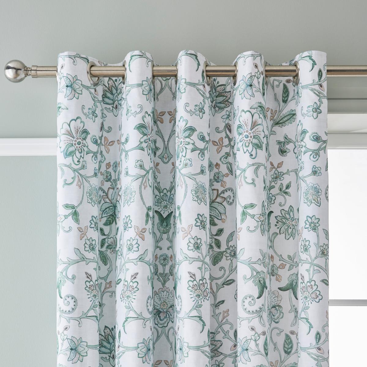 Dorma Winterbourne Green Blackout Eyelet Curtains Green/White – image 1