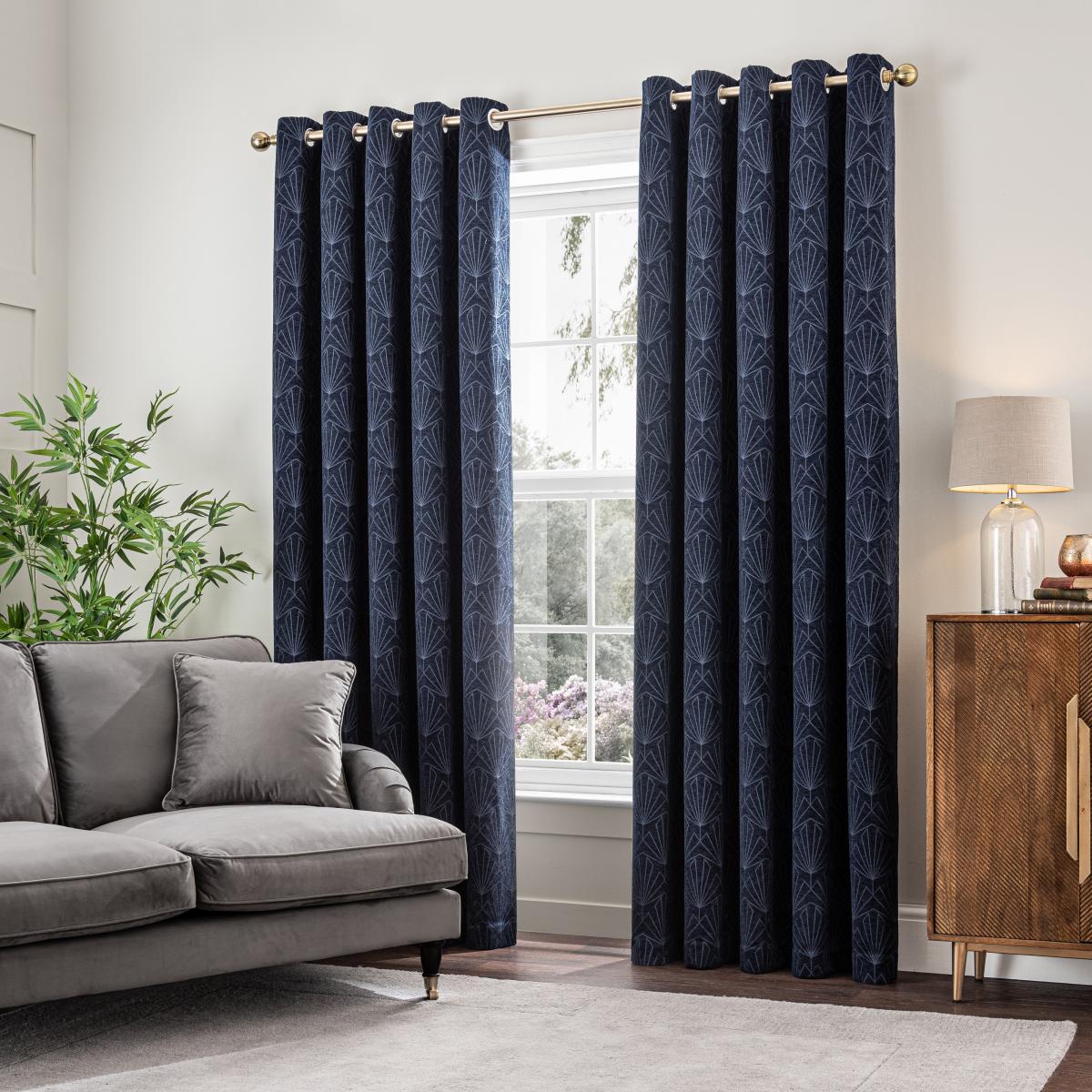 Gatsby Thermal Eyelet Curtains Navy Navy (Blue) – image 2