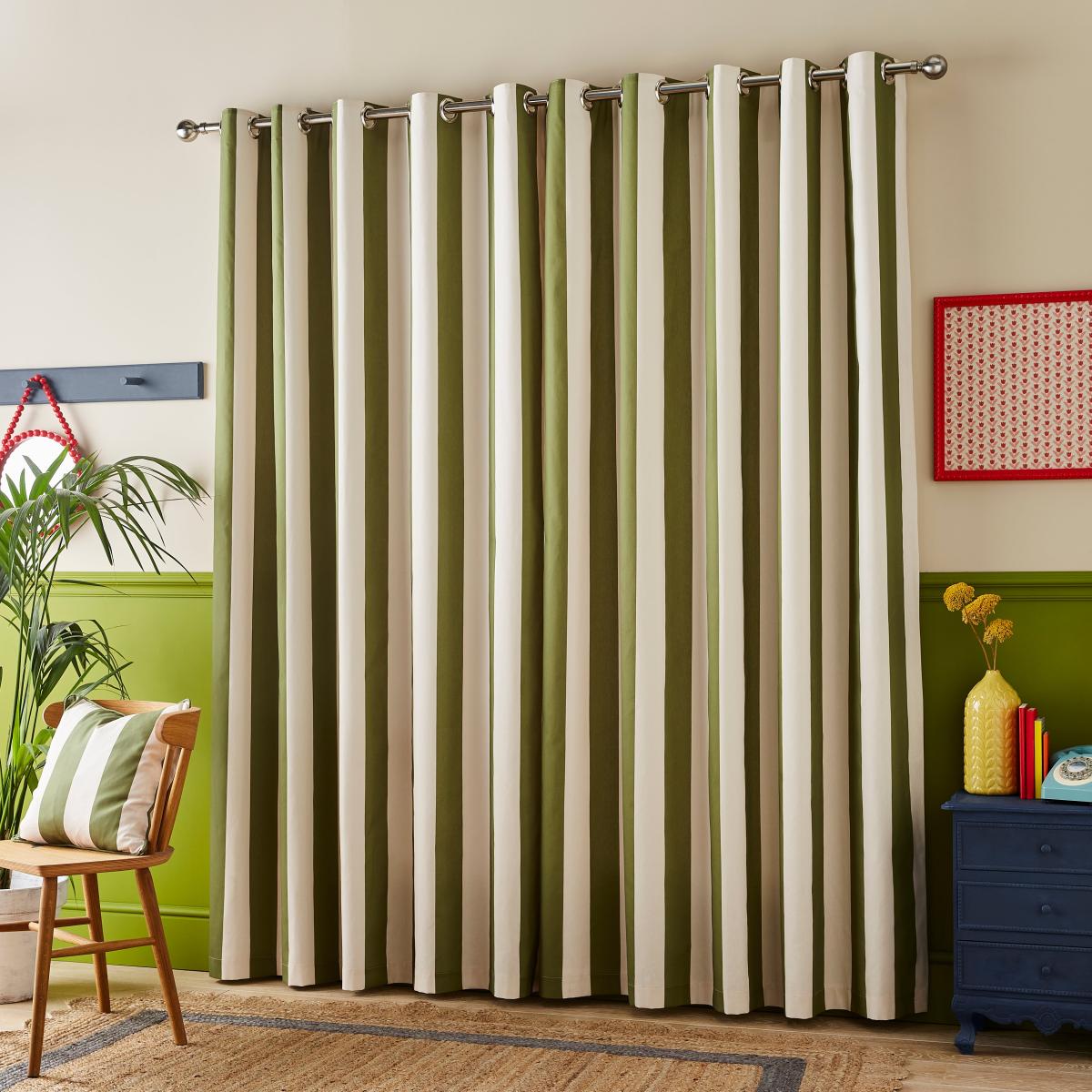 Pride & Joy Striped Eyelet Curtains Olive – image 5