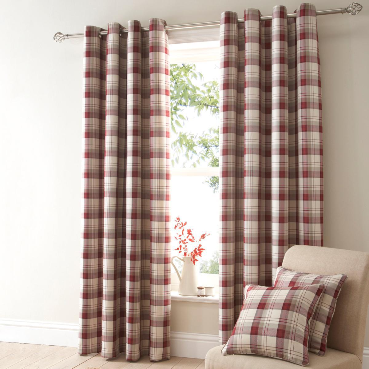 Balmoral Red Eyelet Curtains Red and Brown – image 2