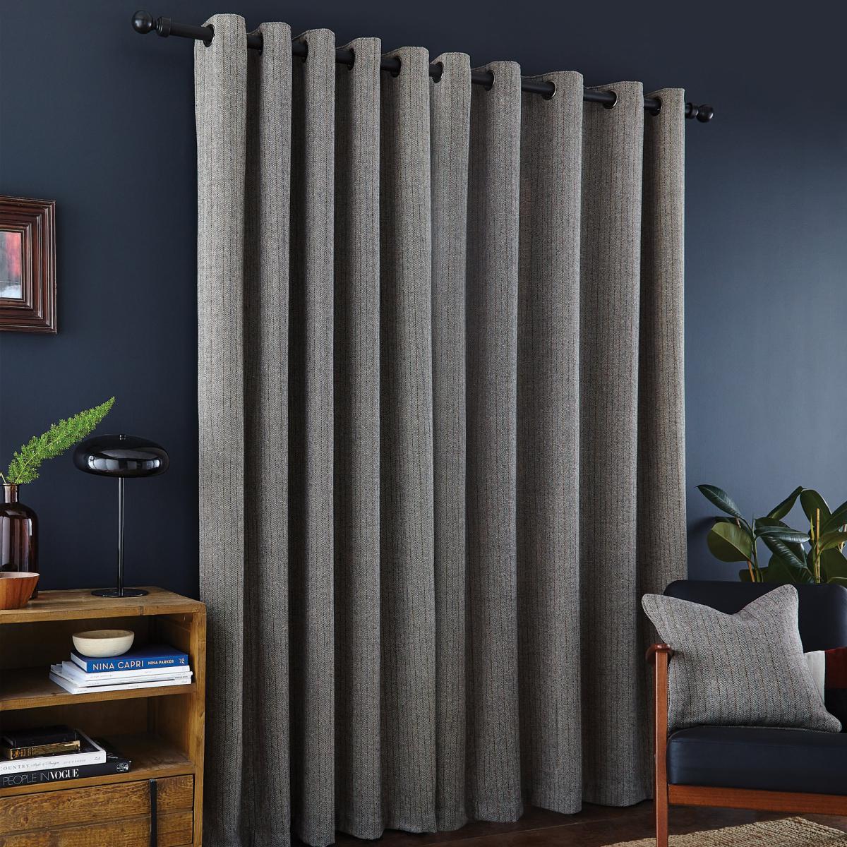 Haworth Herringbone Natural Eyelet Curtains Brown – image 3