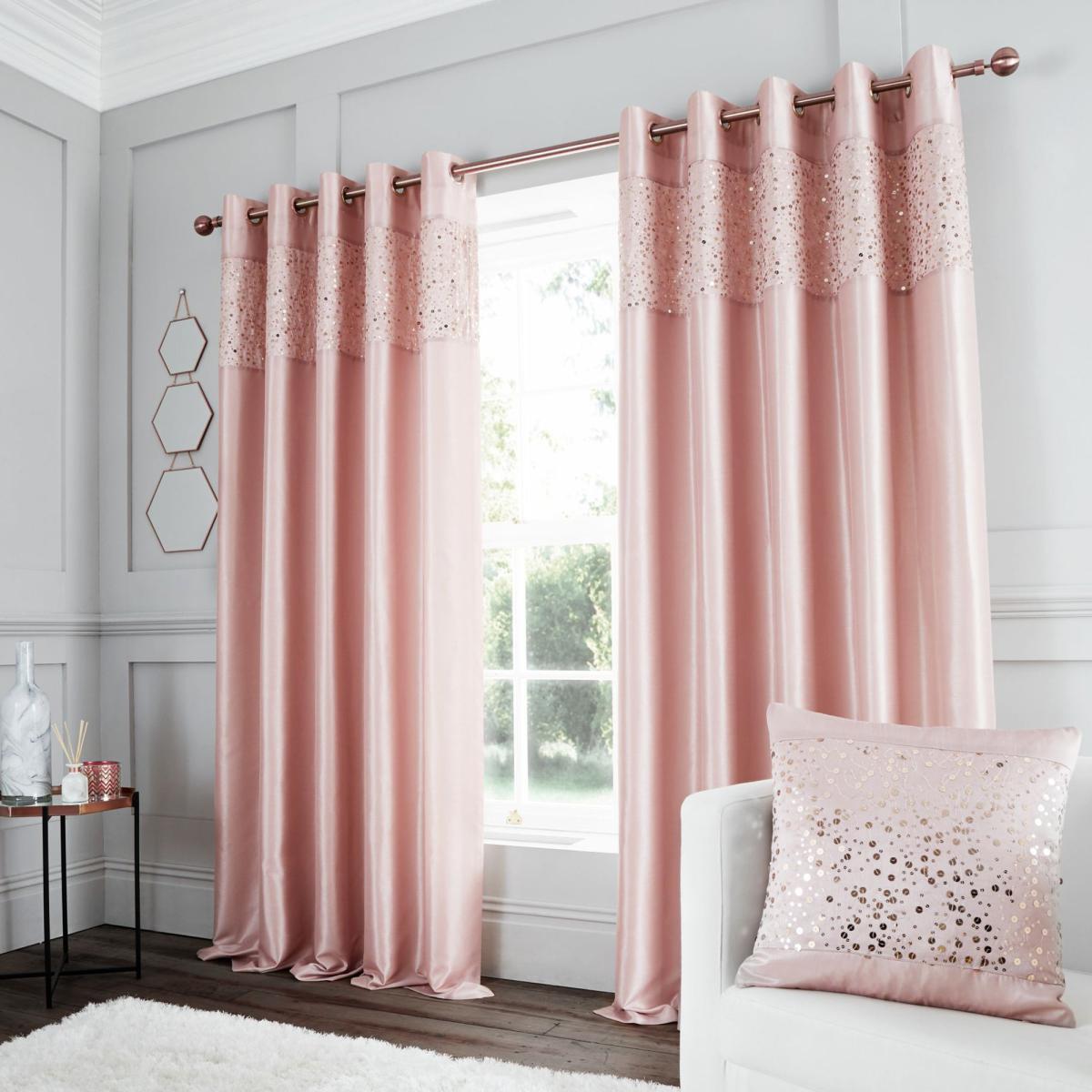 Catherine Lansfield Blush Glitzy Curtains Blush – image 2