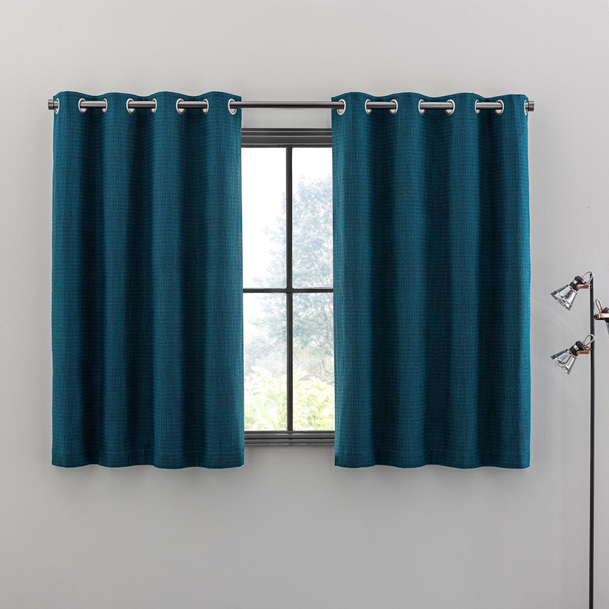 Elements Kul Dark Teal Eyelet Curtains Blue – image 4