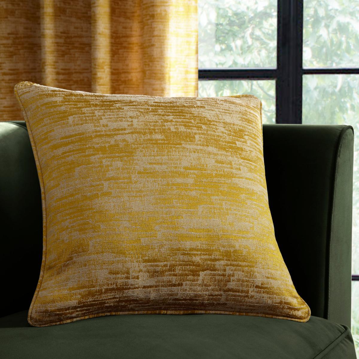 Luxe Texture Old Gold Eyelet Curtains Gold – image 3