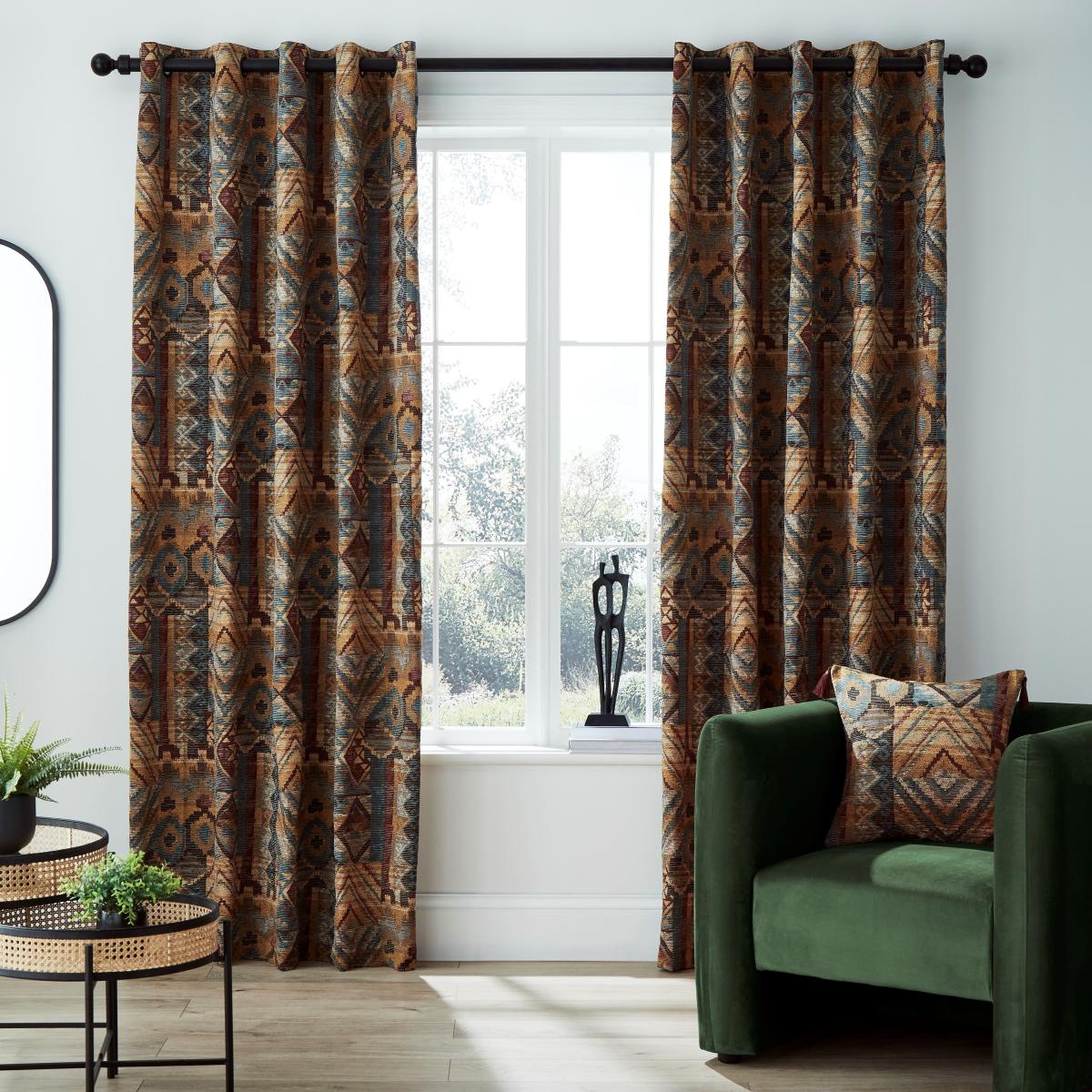Evander Red Eyelet Curtains Red – image 2