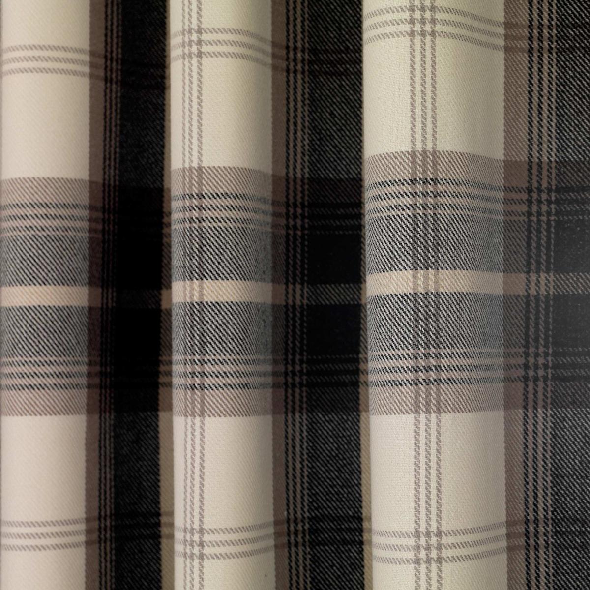 Highland Check Charcoal Eyelet Curtains Charcoal and Beige – image 3