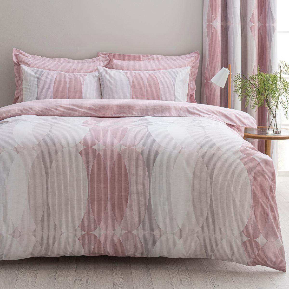 Elements Elijah Pink Blackout Eyelet Curtains Pink, Grey and White – image 4