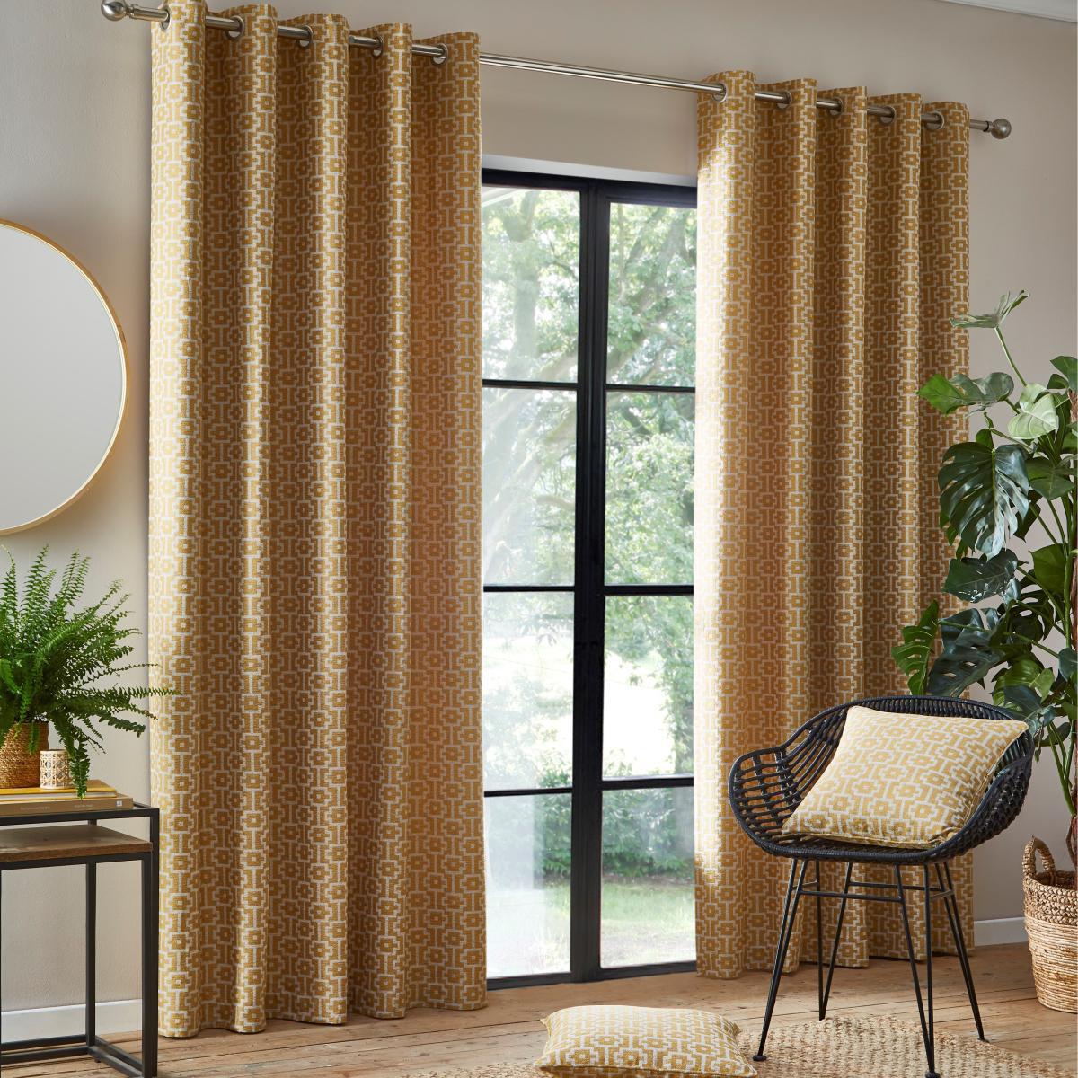 Riad Old Gold Eyelet Curtains Old Gold – image 2