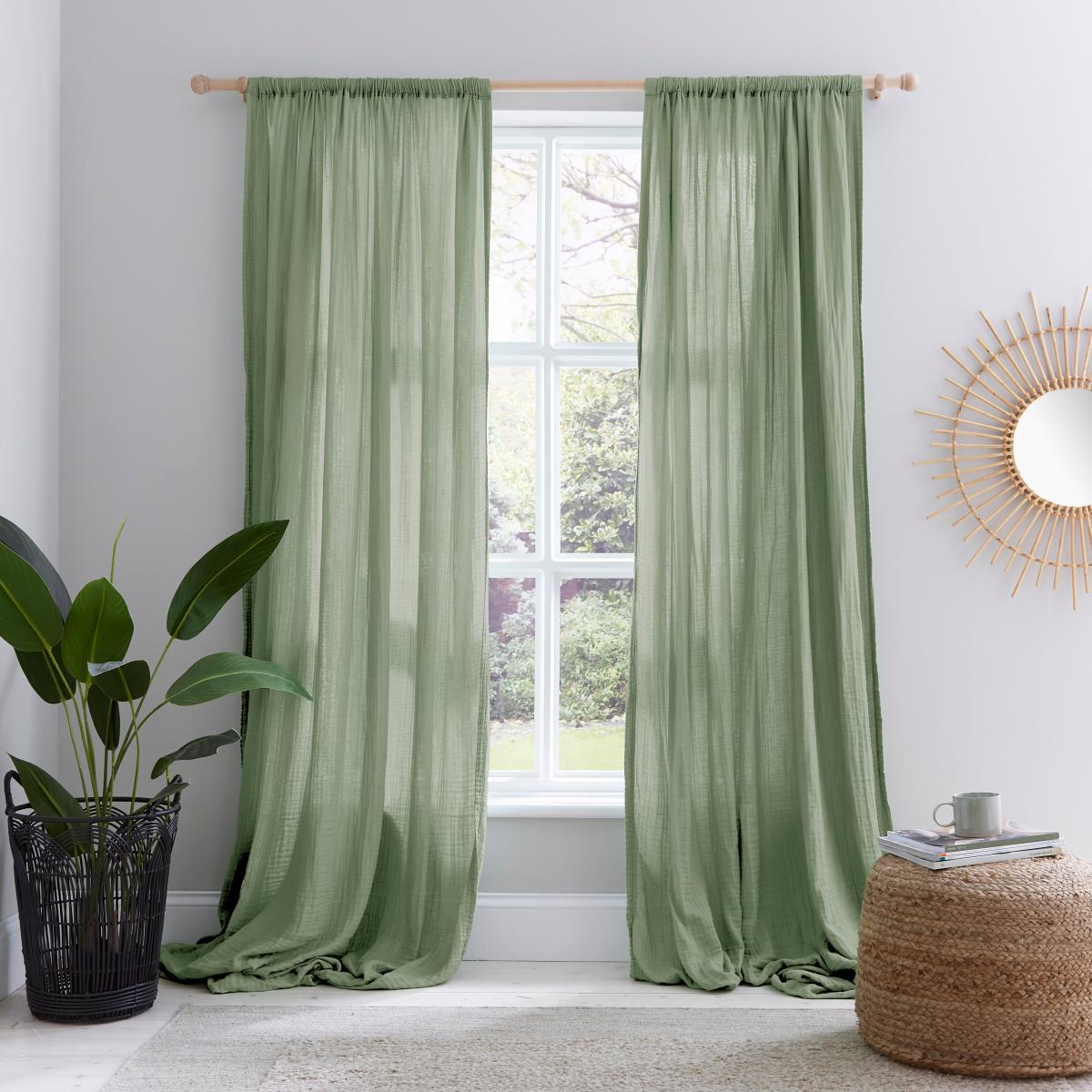 Cotton Muslin Sage Curtains Sage – image 2