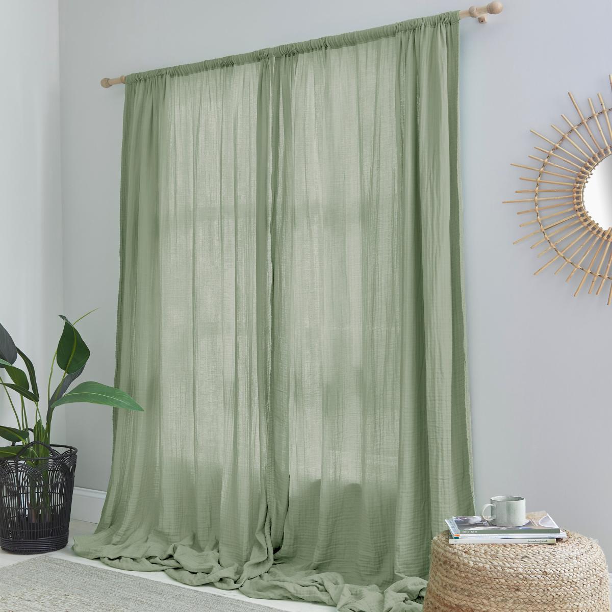 Cotton Muslin Sage Curtains Sage – image 4