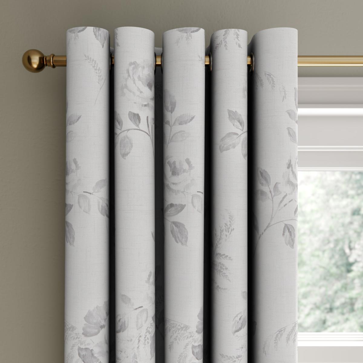 Fraiya Floral Grey Eyelet Curtains Grey – image 2
