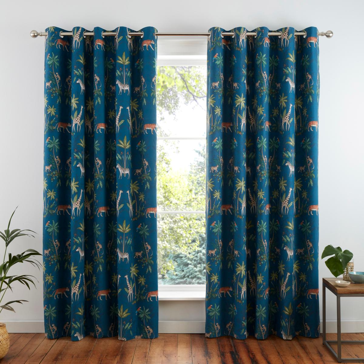 Safari Teal Blackout Eyelet Curtains Teal (Blue) – image 3