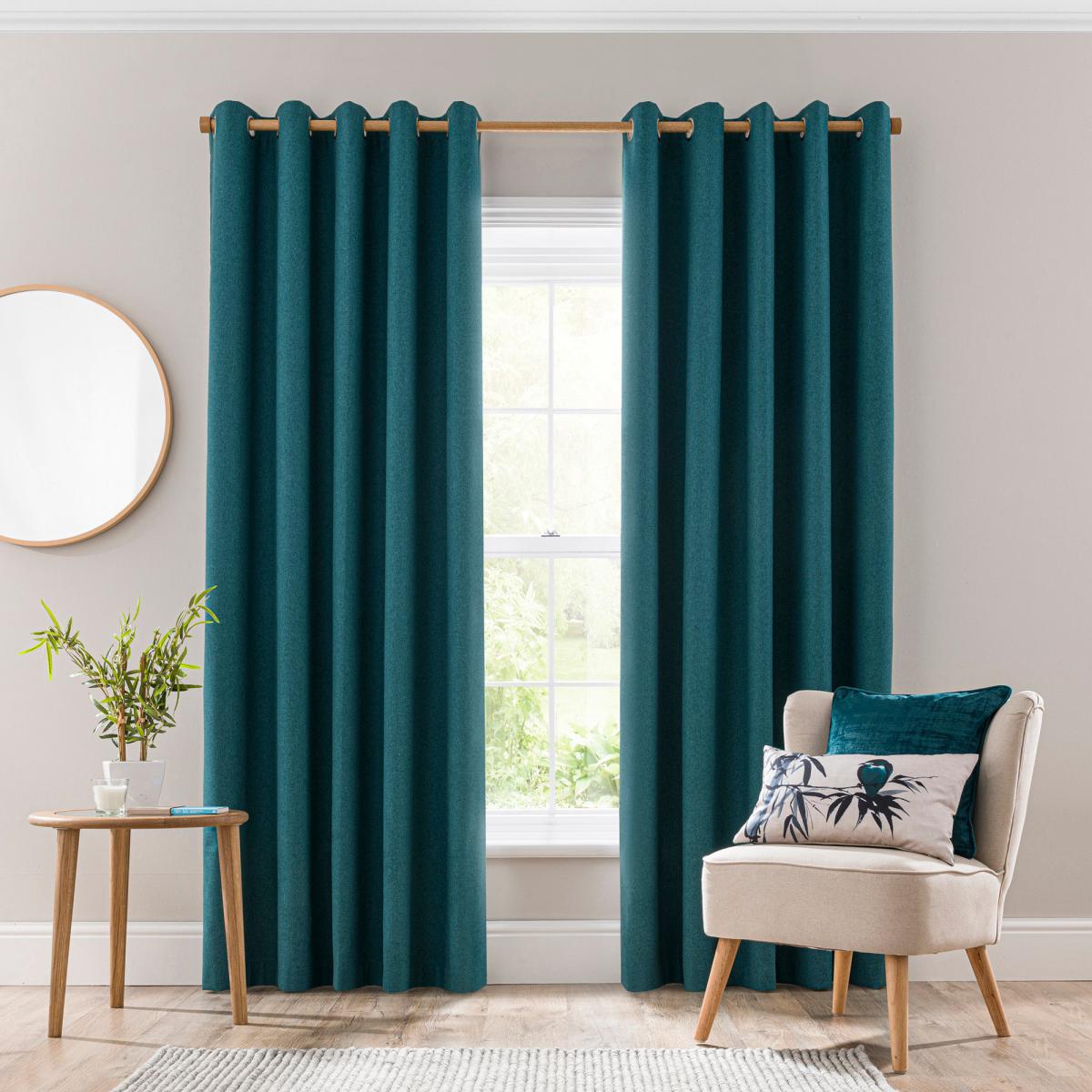Luna Brushed Lagoon Blackout Eyelet Curtains Green – image 2