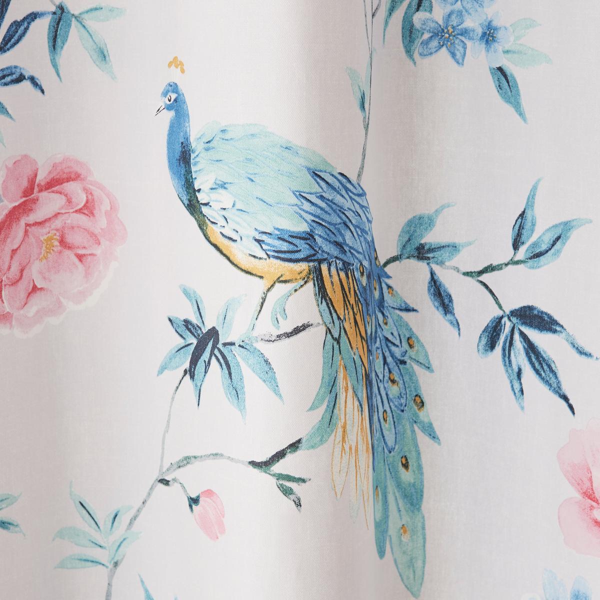 Peacock Floral Pink Eyelet Curtains Pink/Green – image 3