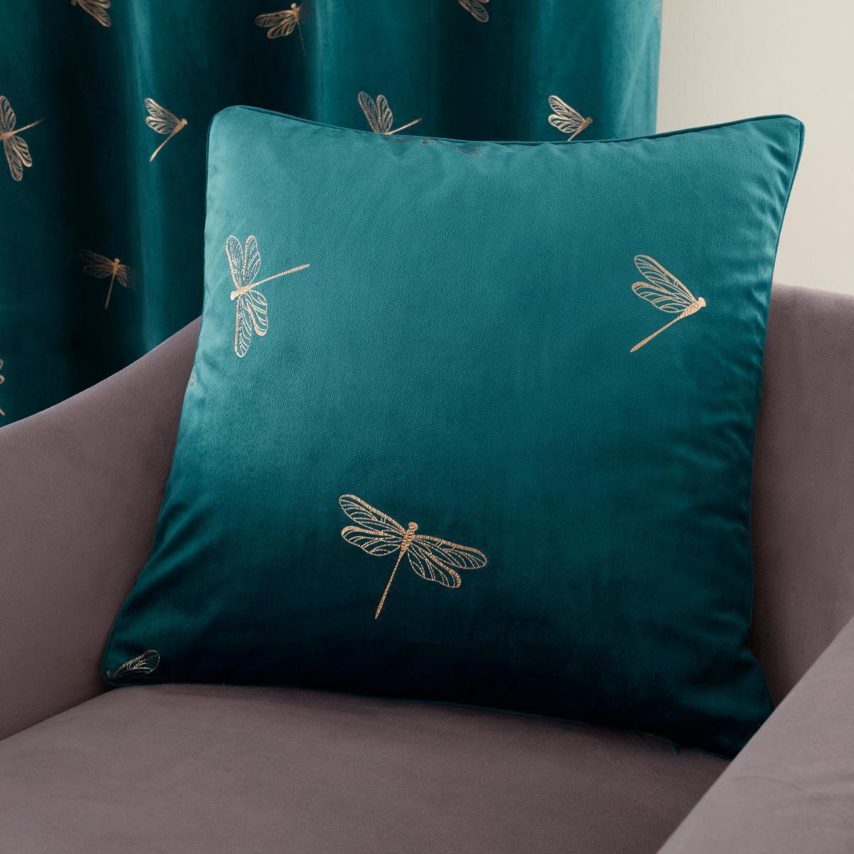Dragonfly Foil Charm Blue Eyelet Curtains Charm Blue – image 5