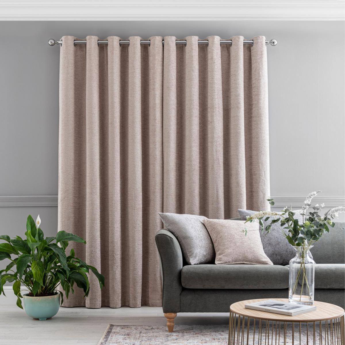 Clayton Chenille Warm Sand Eyelet Curtains Warm Sand – image 3