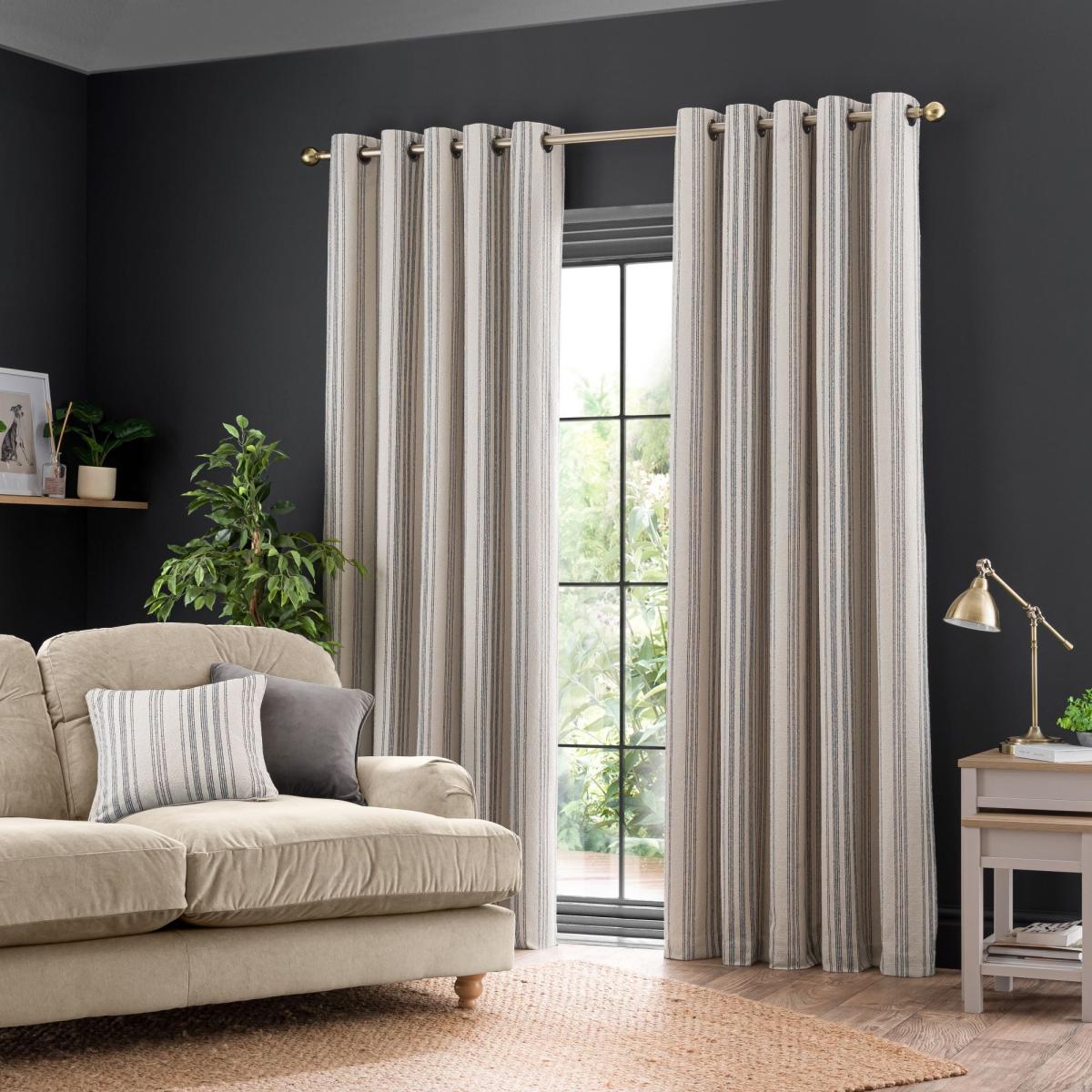 Churchgate Boucle Striped Eyelet Curtains Natural – image 2