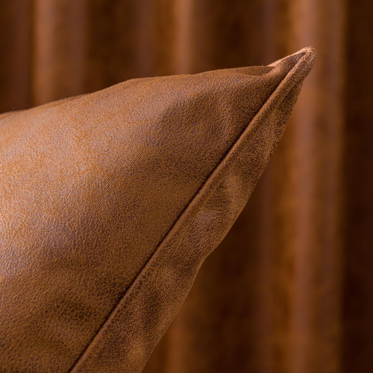 Faux Leather Tan Eyelet Curtains Brown – image 7