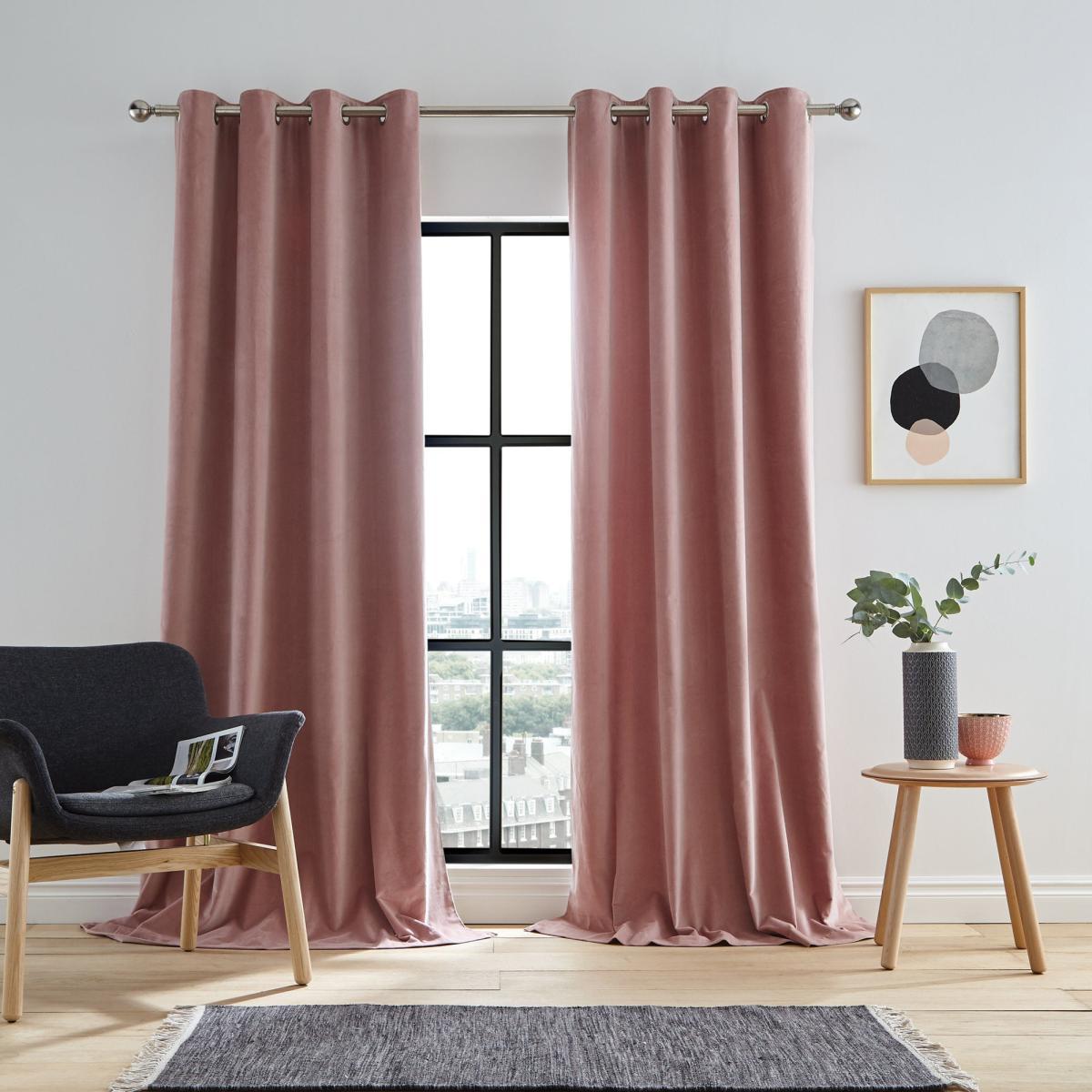 Peyton Cotton Velvet Blush Eyelet Curtains Blush Pink – image 2