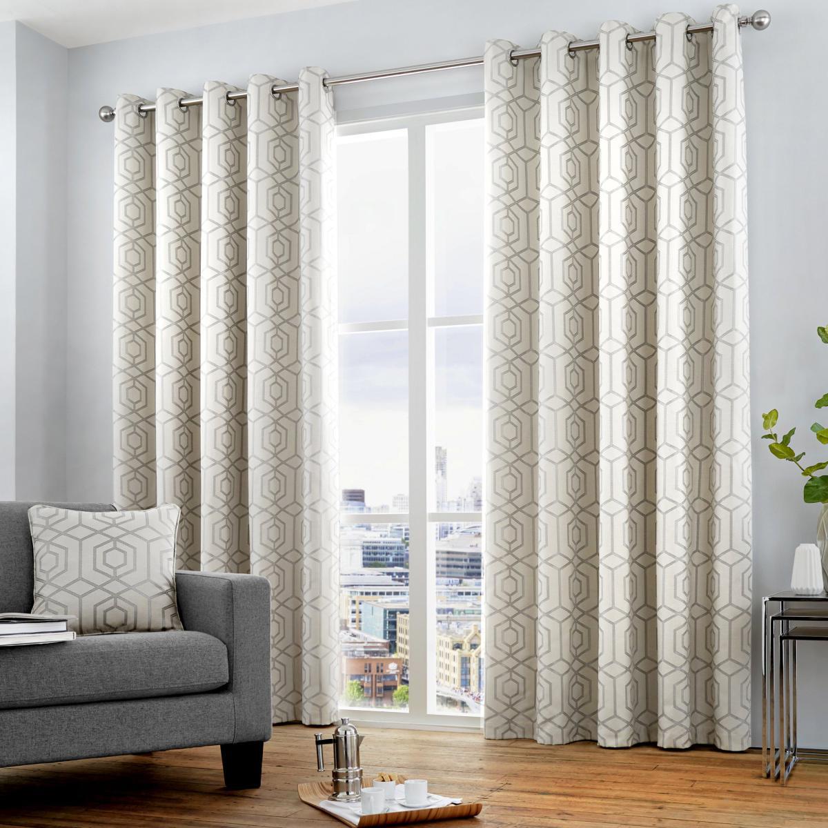 Curtina Camberwell Silver Eyelet Curtains Silver – image 2