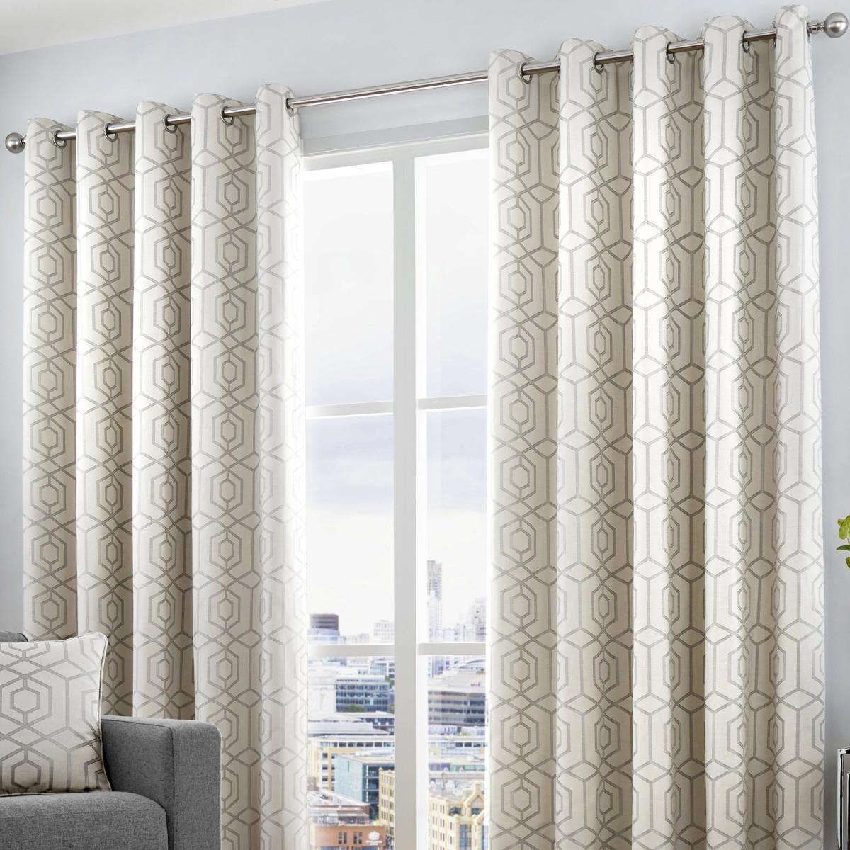 Curtina Camberwell Silver Eyelet Curtains Silver – image 1