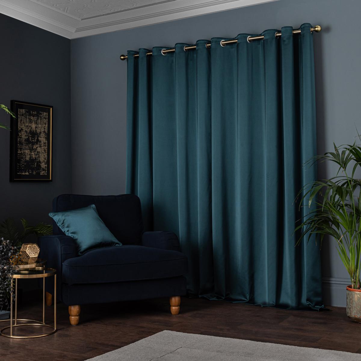 Satin Peacock Eyelet Curtains Peacock – image 5