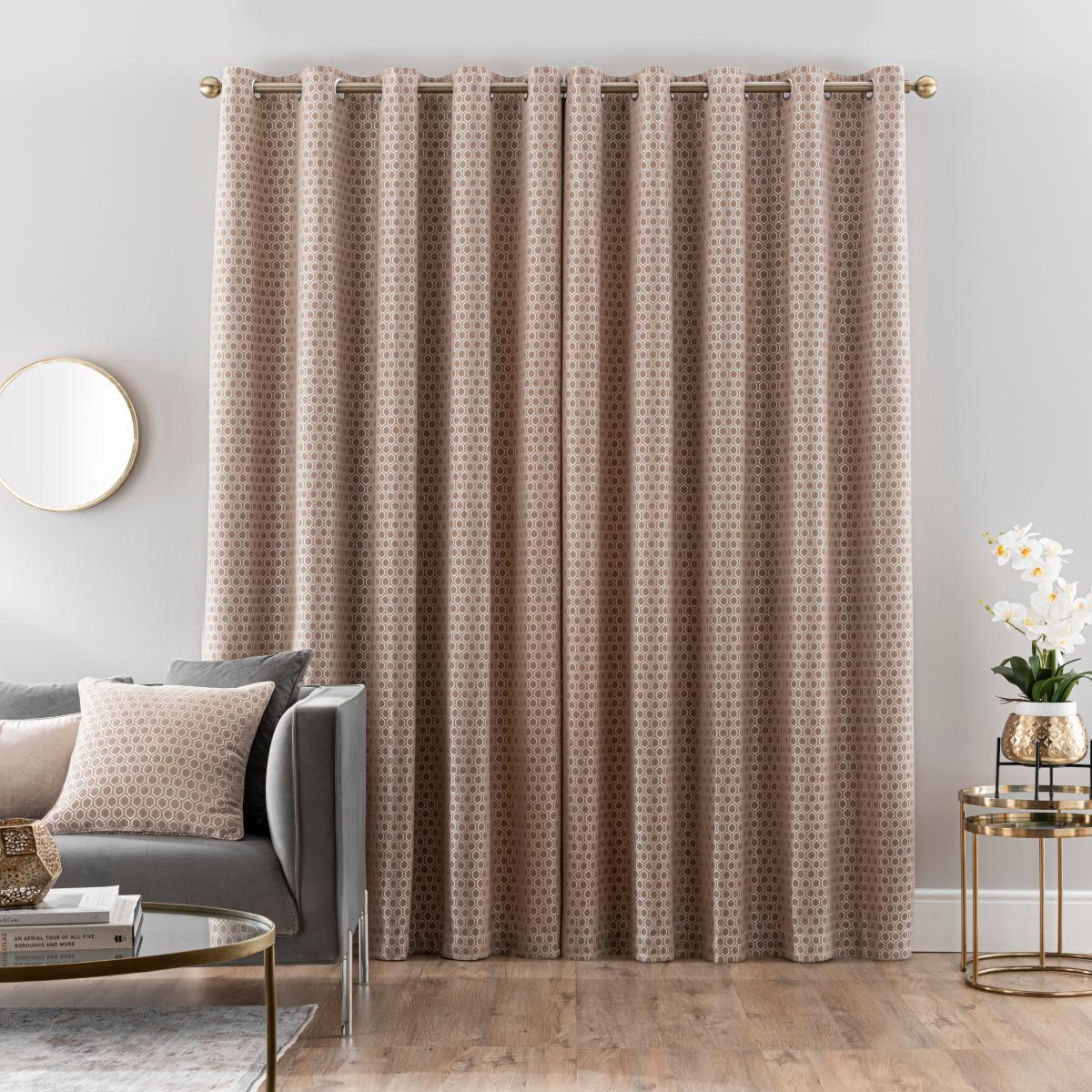 Chenille Hive Honey Eyelet Curtains Honey – image 3
