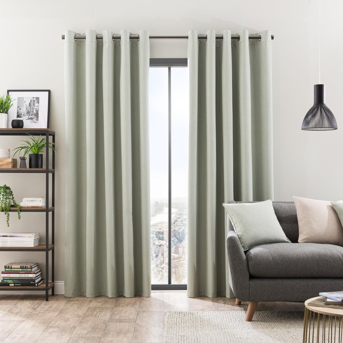 Solar Sage Blackout Eyelet Curtains Light Green – image 2