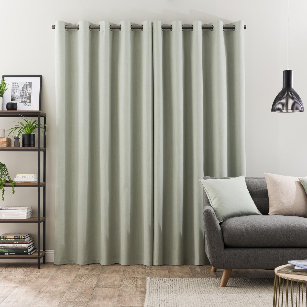 Solar Sage Blackout Eyelet Curtains Light Green – image 5