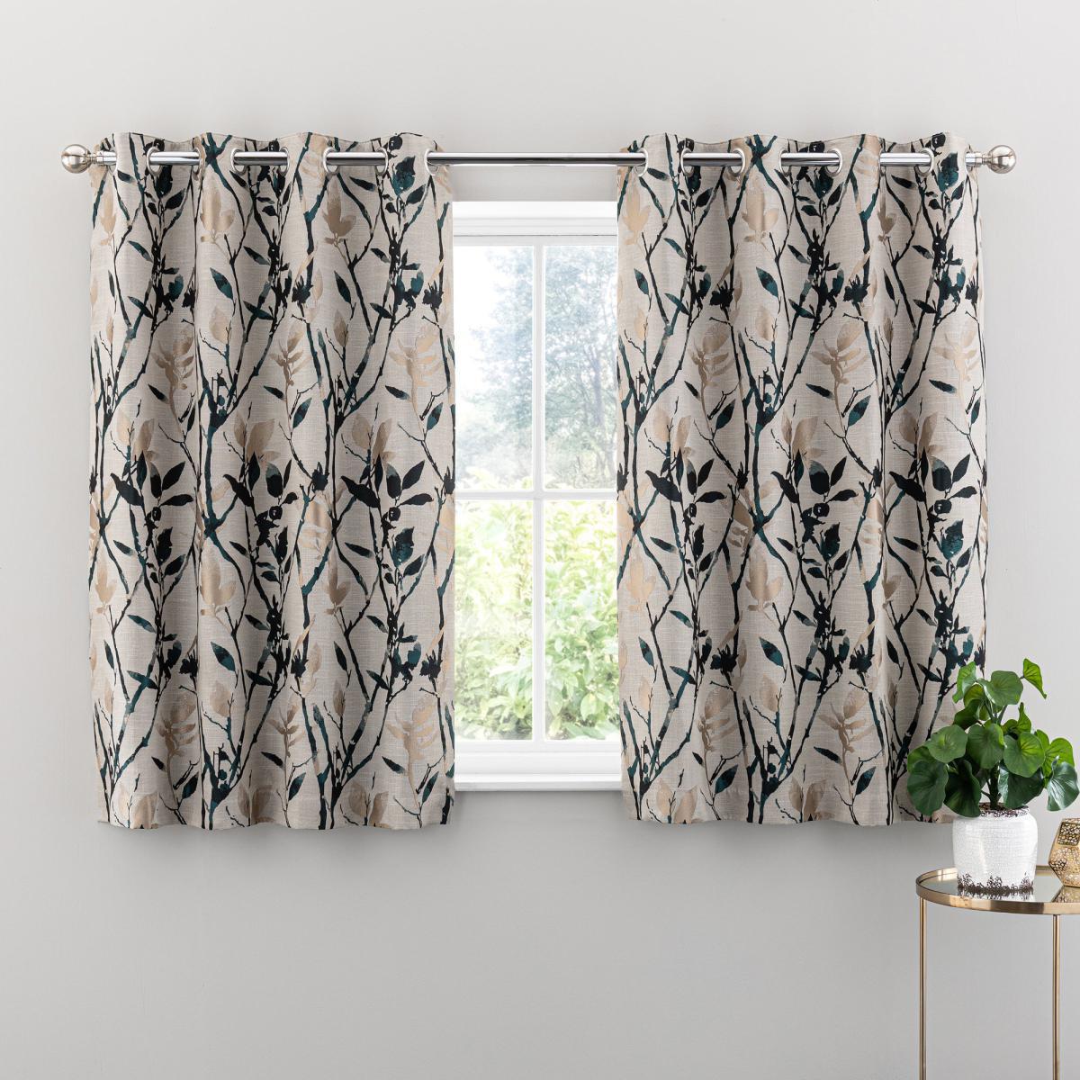 Zen Peacock Jacquard Eyelet Curtains Peacock – image 4