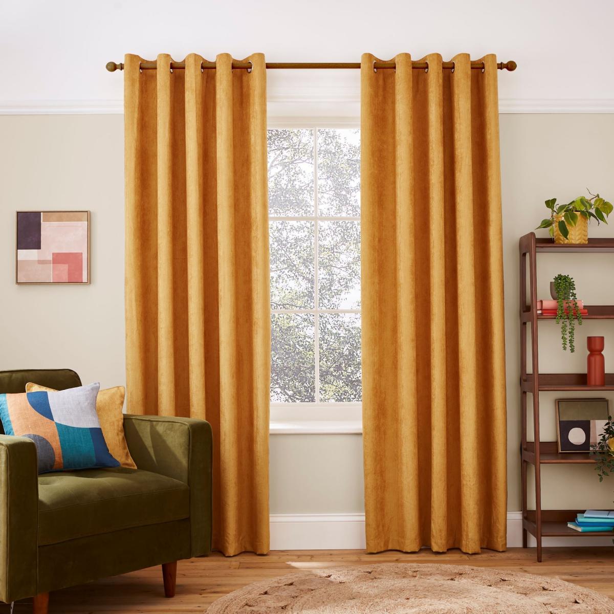 Elements Cord Ochre Eyelet Curtains Ochre – image 2