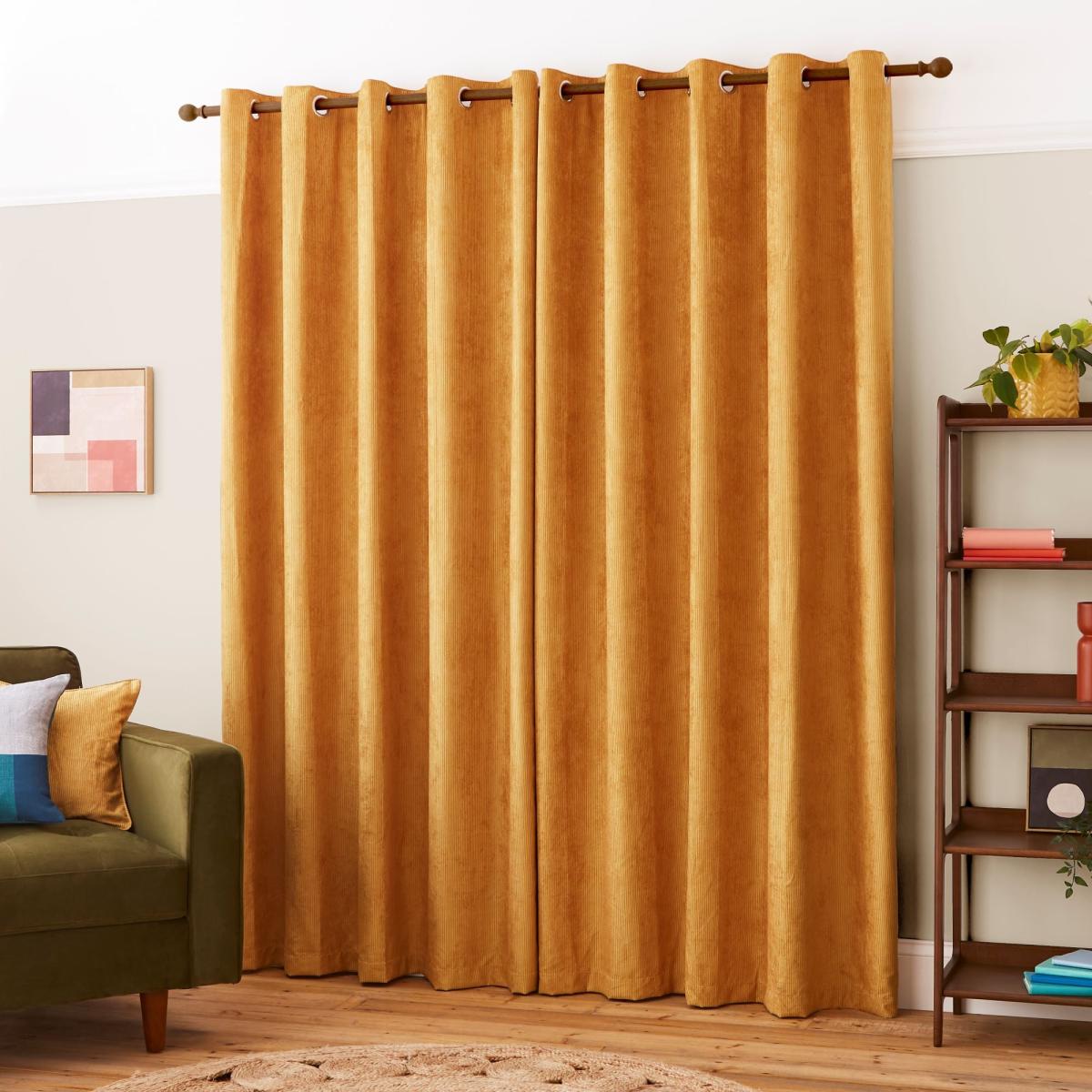 Elements Cord Ochre Eyelet Curtains Ochre – image 5