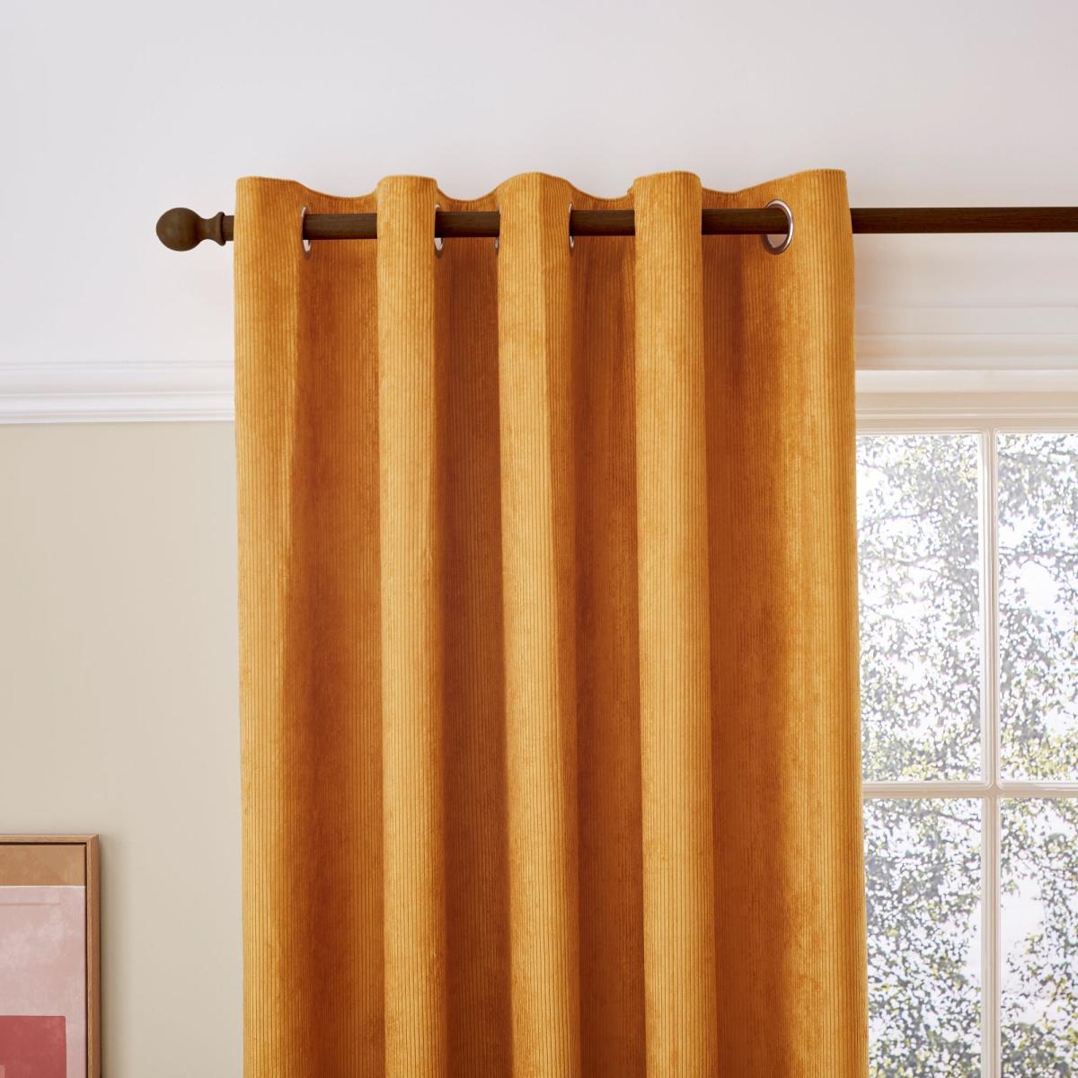 Elements Cord Ochre Eyelet Curtains Ochre – image 1