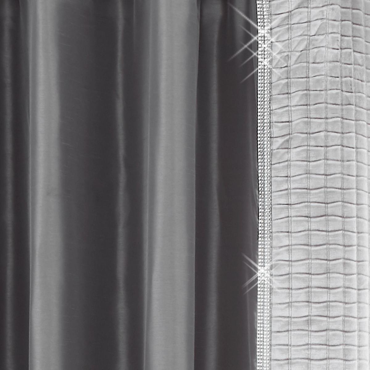 Catherine Lansfield Silver Shimmer Crushed Velvet Pinsonic Eyelet Curtains Silver – image 2