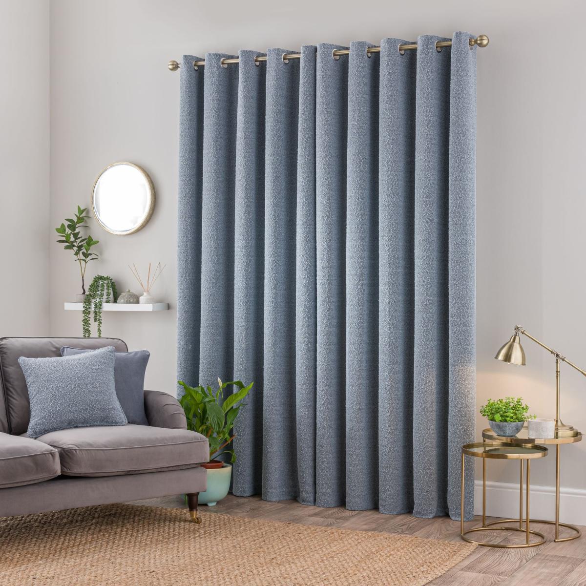 Woodhouse Ashley Blue Boucle Eyelet Curtains Ashley Blue – image 3