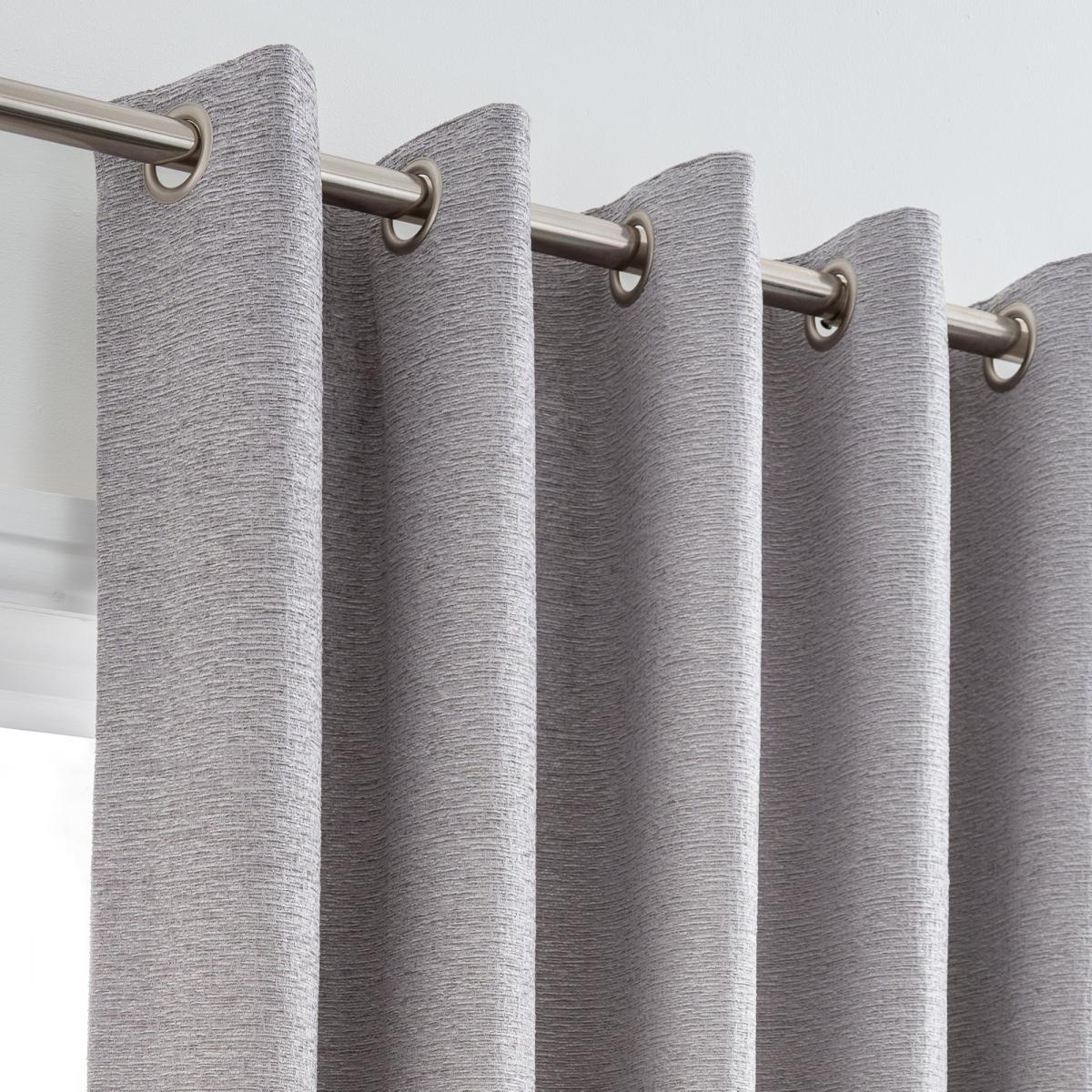 Textured Chenille Silver Eyelet Curtains Silver – image 5
