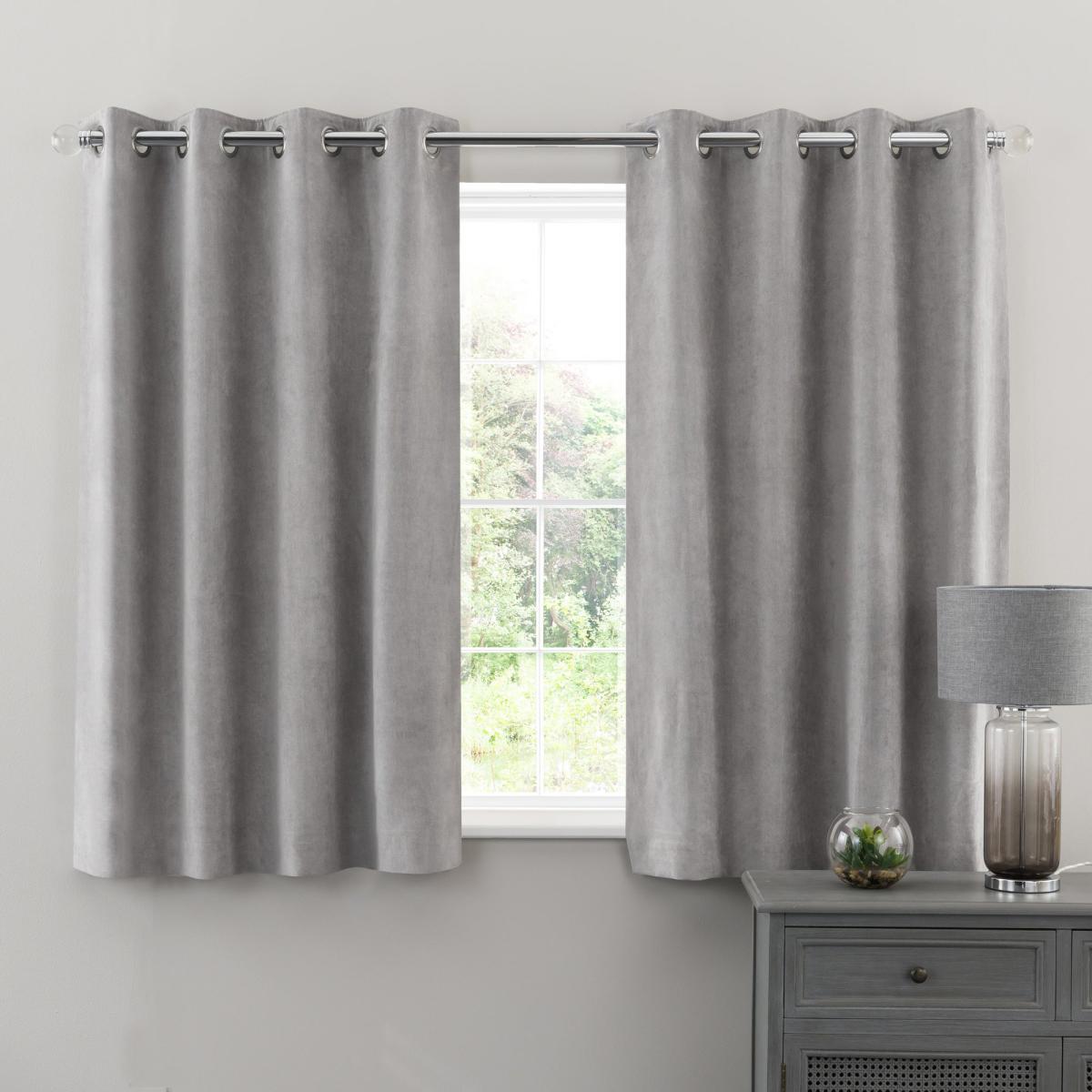 Margot Grey Matt Velour Eyelet Curtains Grey – image 4