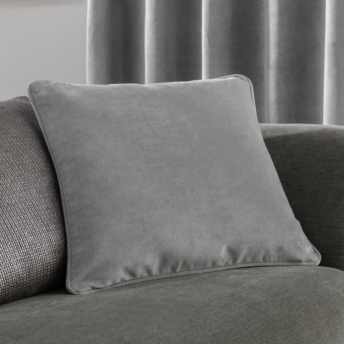 Margot Grey Matt Velour Eyelet Curtains Grey – image 6