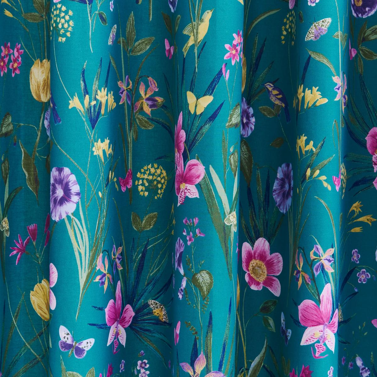 Fleur Teal Eyelet Curtains Teal (Green) – image 3