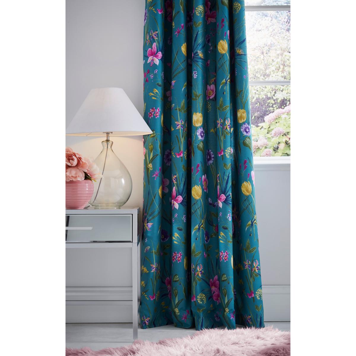 Fleur Teal Eyelet Curtains Teal (Green) – image 4