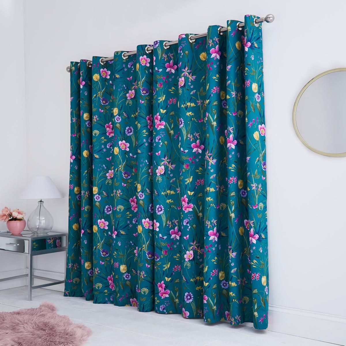 Fleur Teal Eyelet Curtains Teal (Green) – image 5