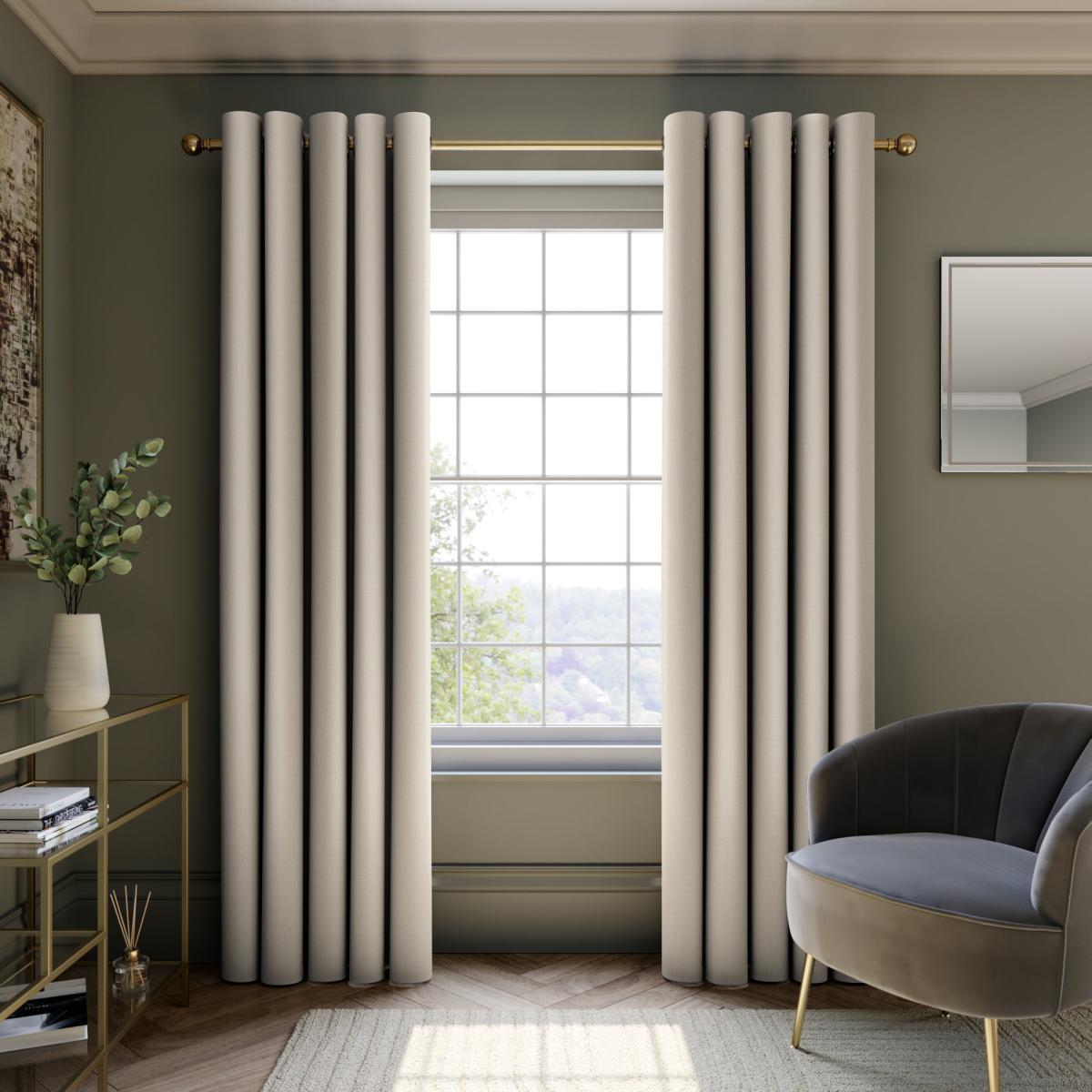 Mendoza Velour Chateau Grey Blackout Eyelet Curtains Chateau Grey – image 2