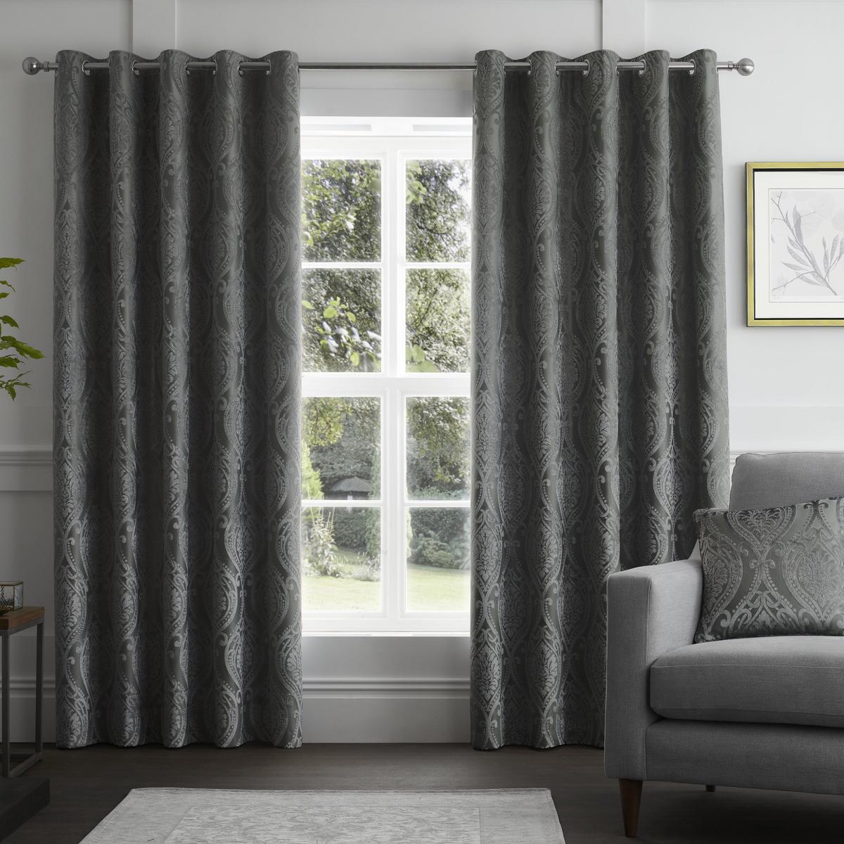 Curtina Chateau Slate Eyelet Curtains Slate (Grey) – image 2