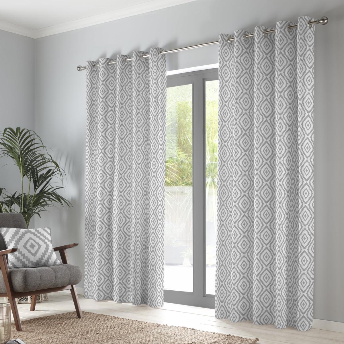 Fusion Navaho Silver Eyelet Curtains Silver – image 2