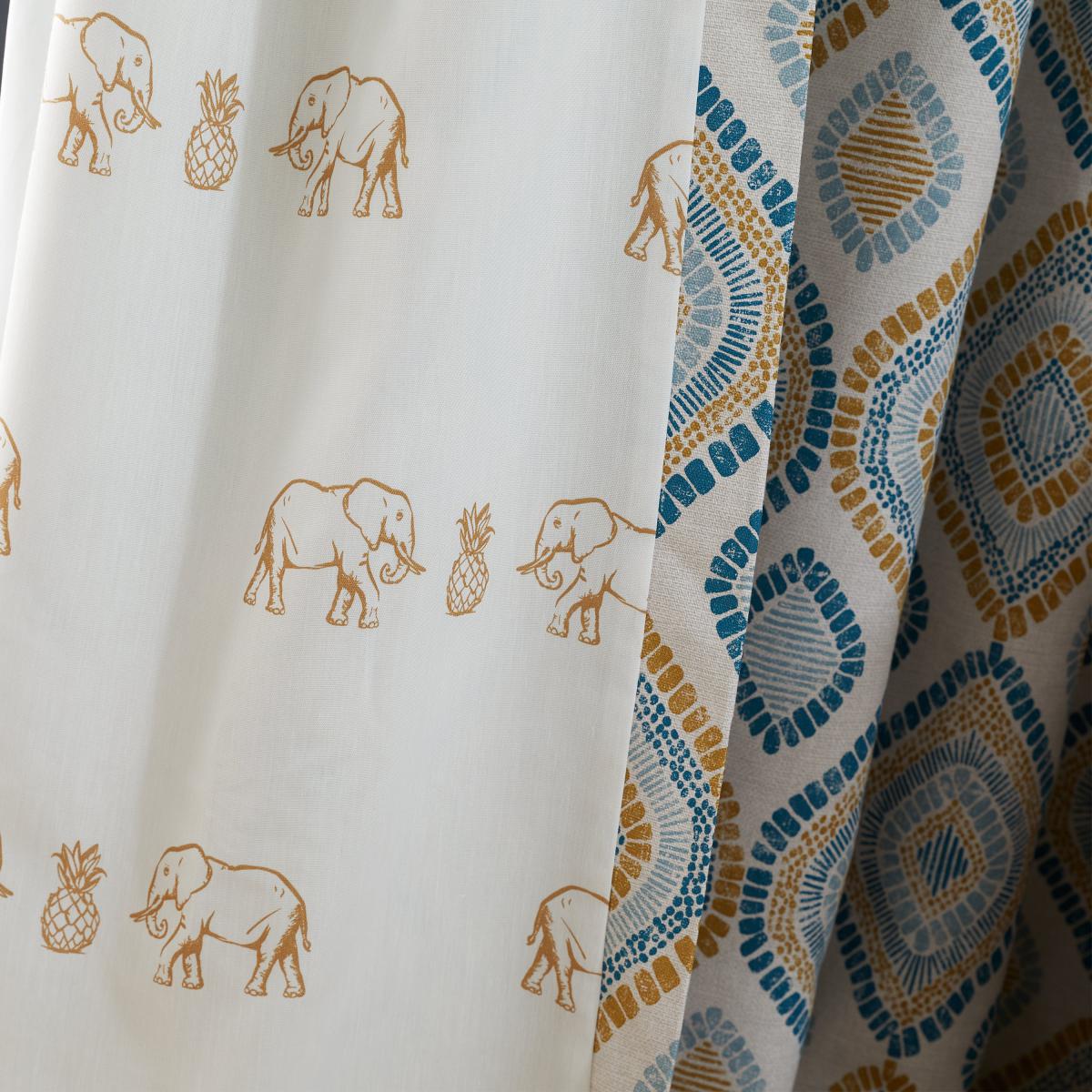 Pineapple Elephant Ziri Teal Eyelet Curtains Teal (Blue) – image 4