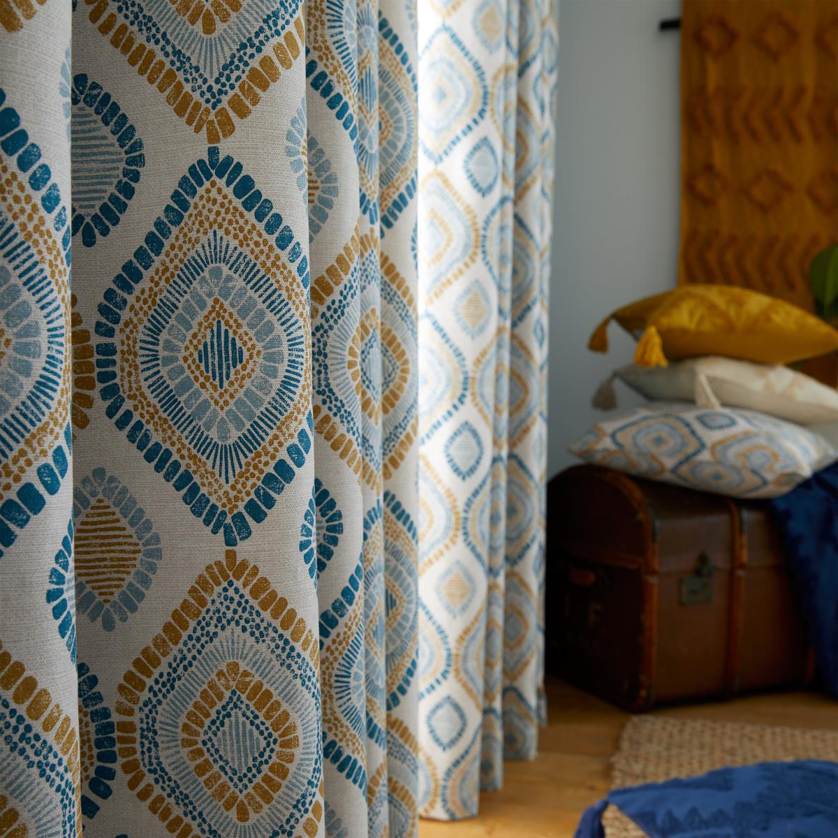 Pineapple Elephant Ziri Teal Eyelet Curtains Teal (Blue) – image 5